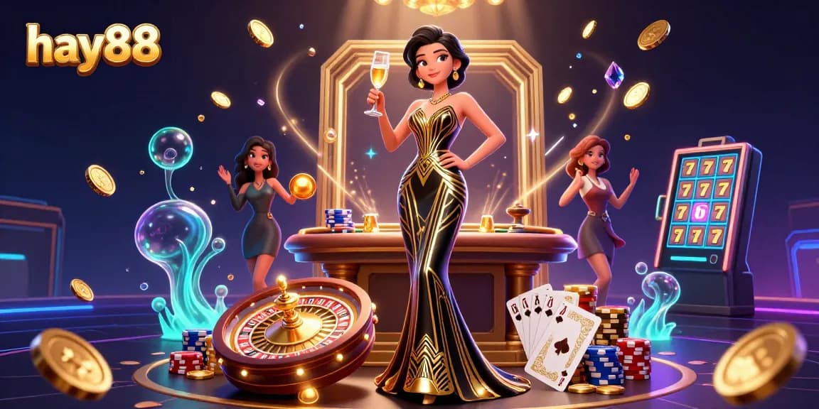 Experience winning strategies at hay88 with an elegant Asian woman in a luxurious casino setting.