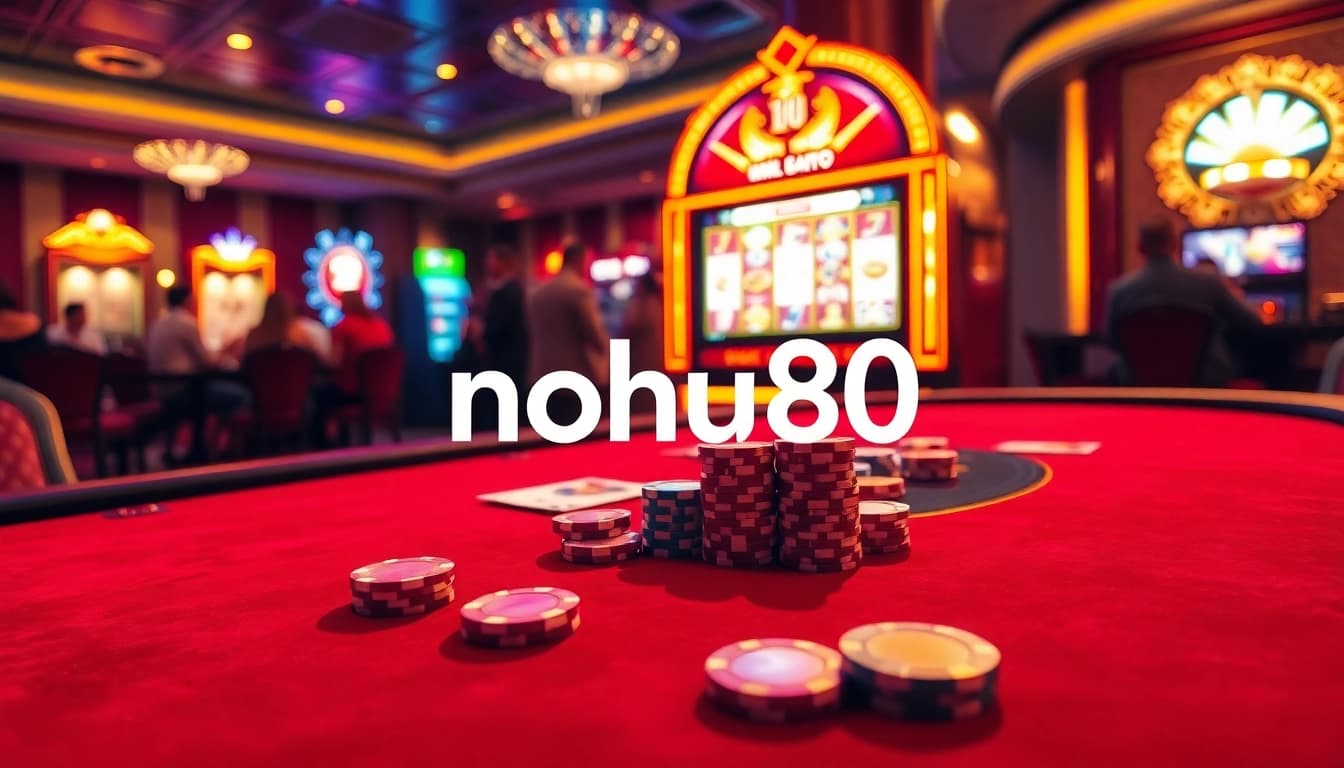 Players enjoying a thrilling game at a luxurious table in the nohu90 casino.