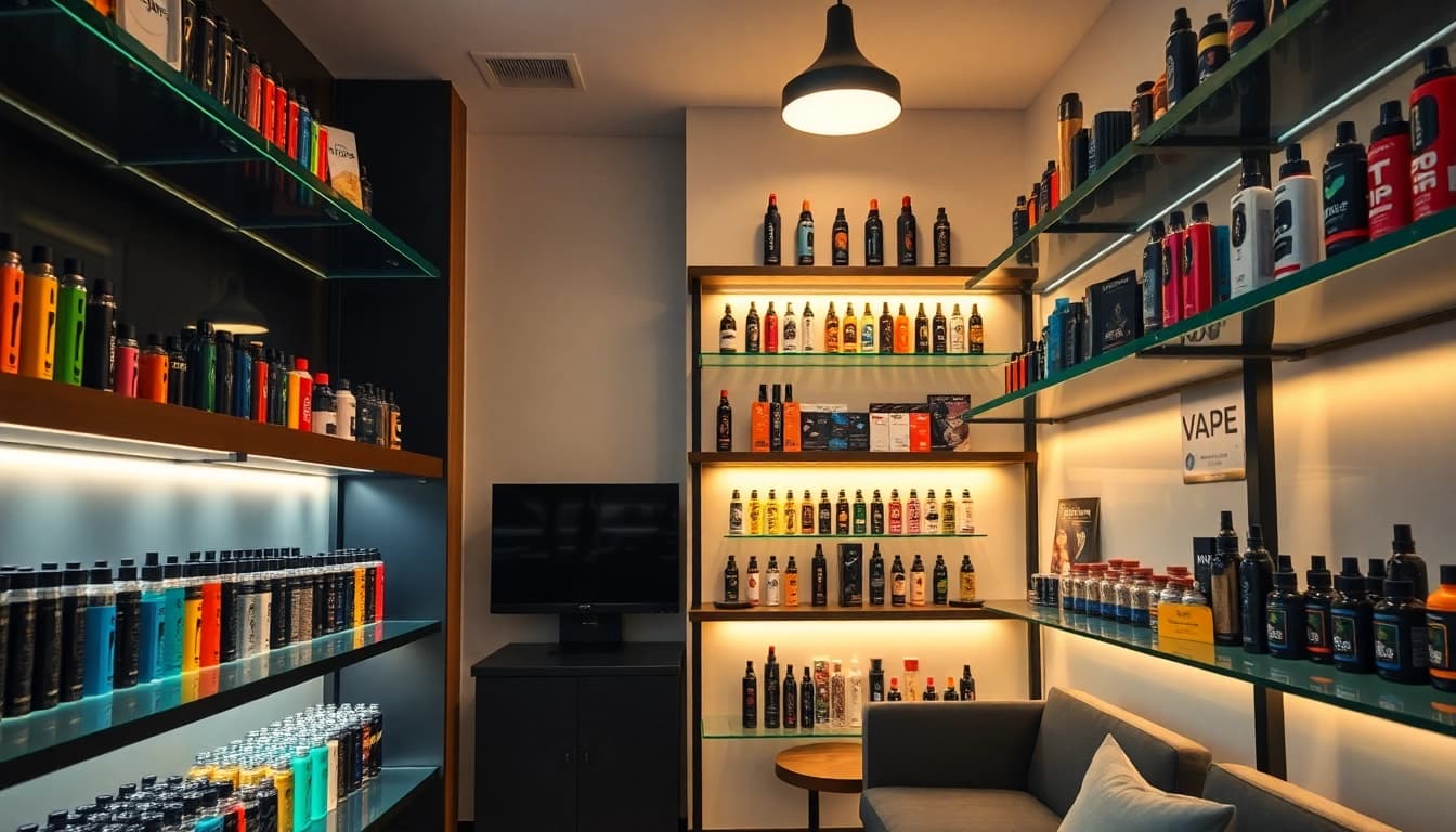 Explore Vape Wholesale Manchester’s extensive selection of premium vaping products on display.