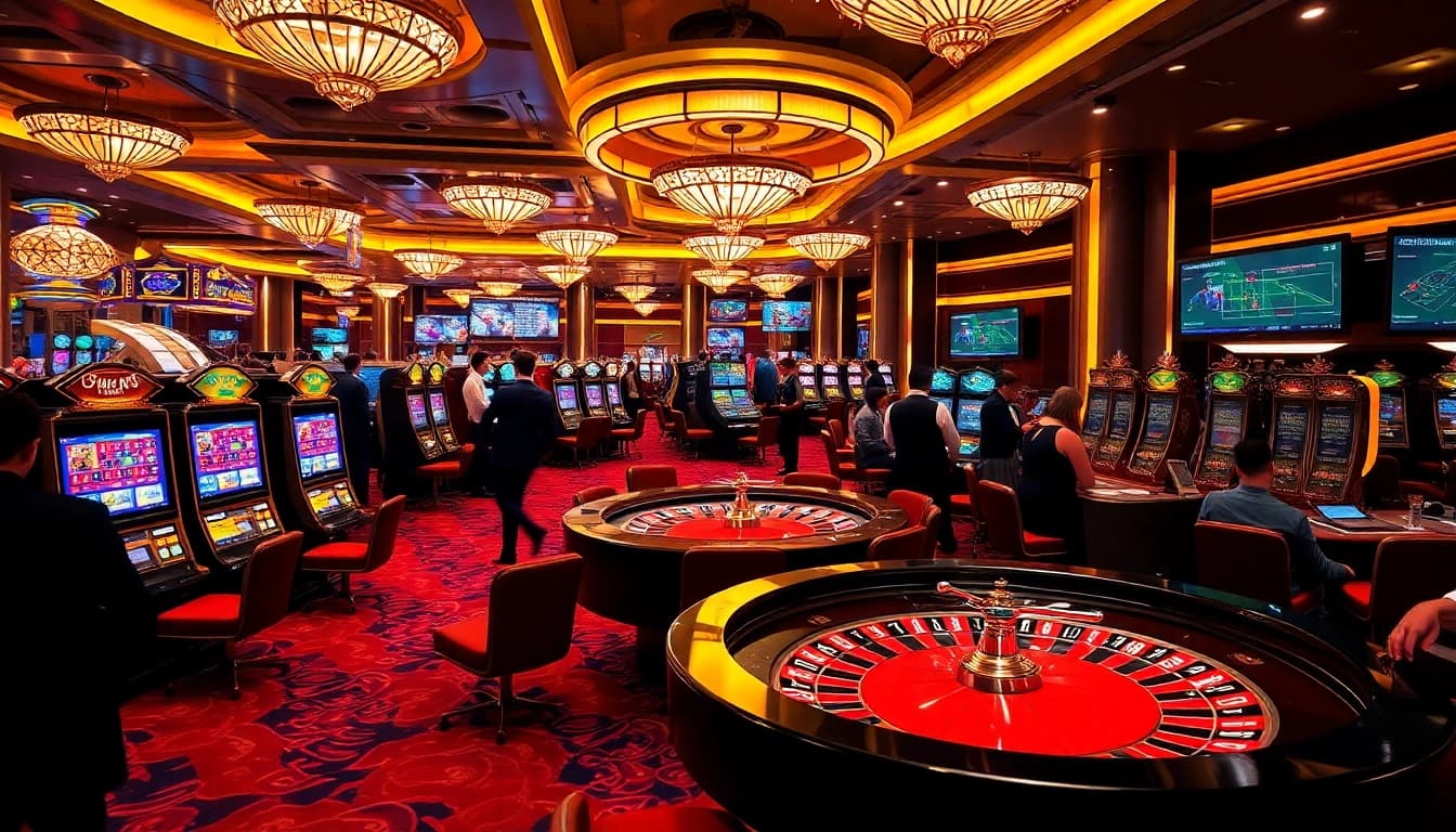 Experience thrilling gameplay at Superbet Casino with vibrant slot machines and elegant poker tables.