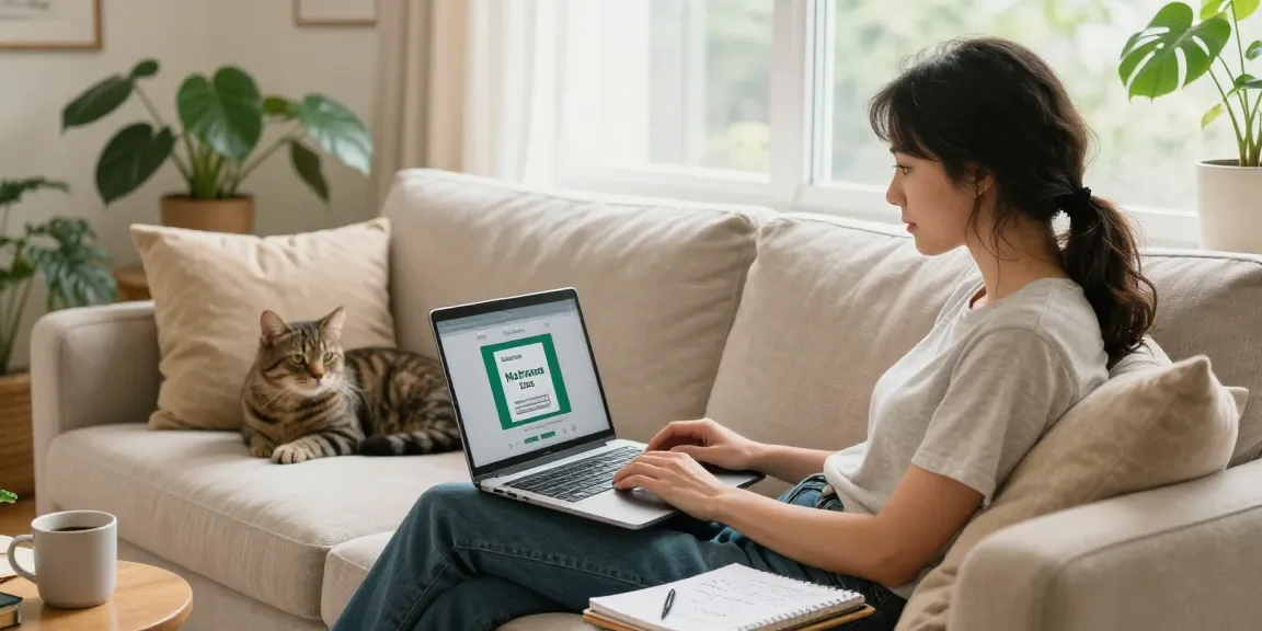 Person engaging in an online consultation for a medical marijuana card in a cozy home setting.