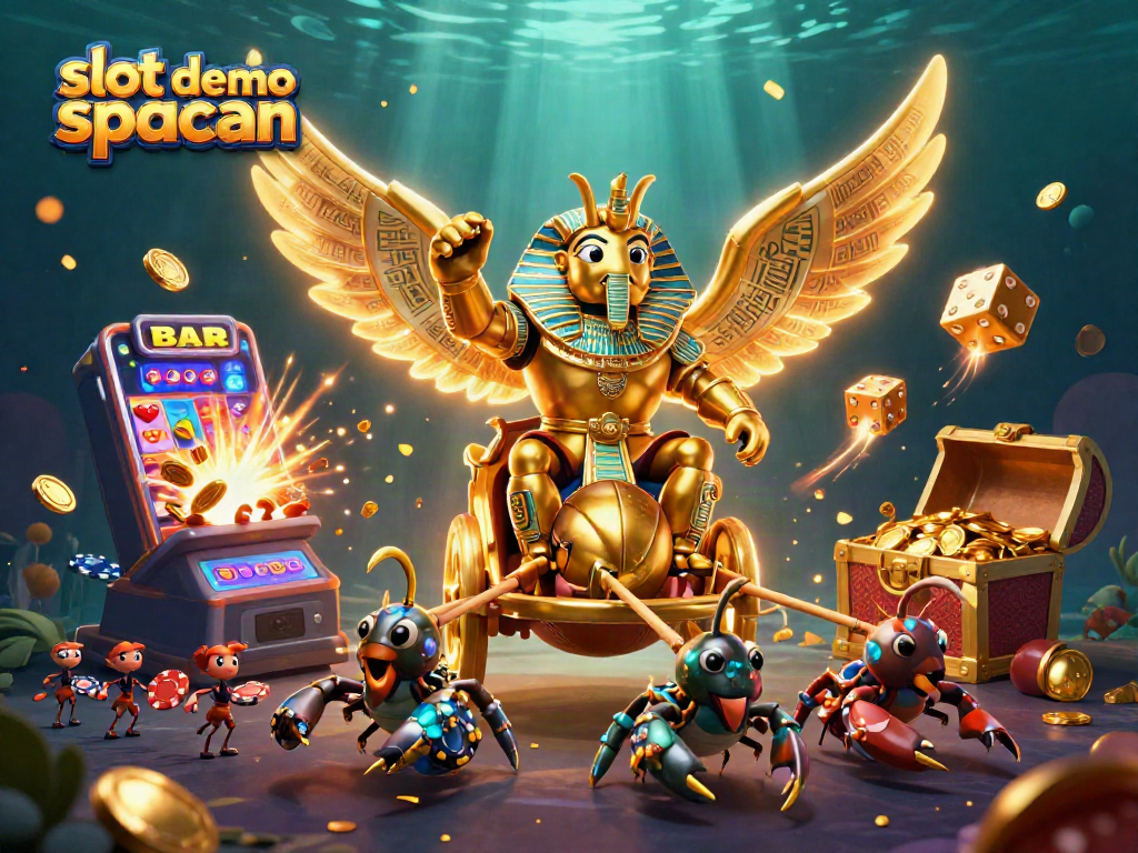 Engage with the slot demo spaceman featuring a golden scarab and casino elements, showcasing jackpot excitement.