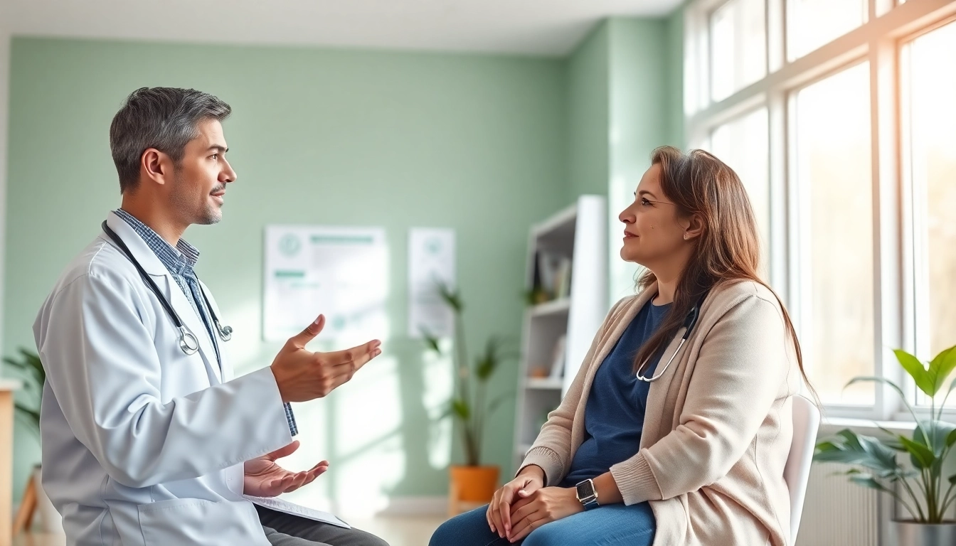 Patient consultation about Kentucky Medical Marijuana Card with healthcare provider in a warm clinic.