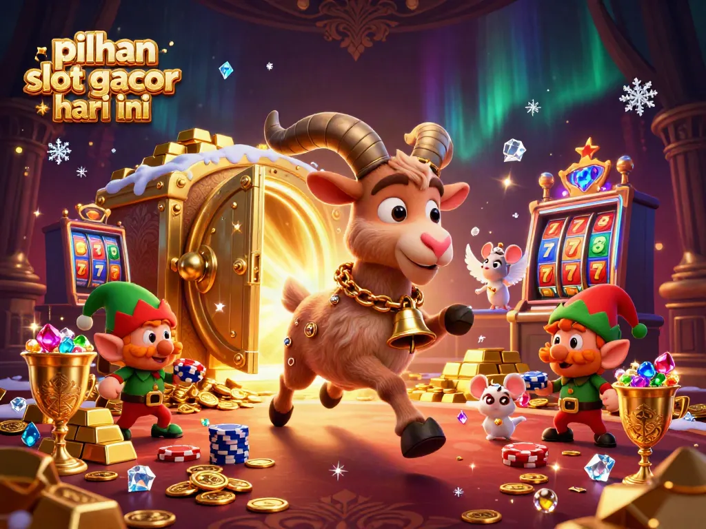 Ilustrasi 3D menarik dari pilihan slot gacor hari ini dengan karakter dan elemen kasino yang fantastis.