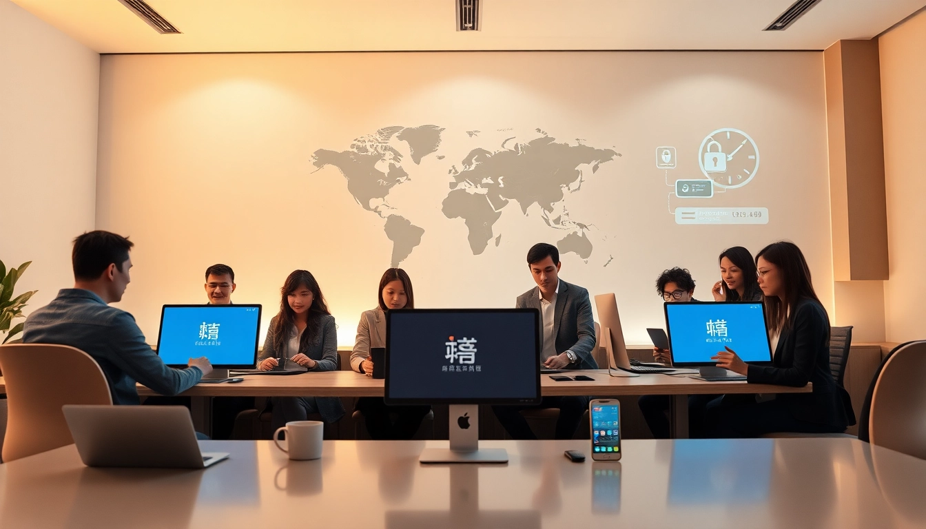 Fast and secure интернет connection with 快连下载 interface being used by diverse professionals.