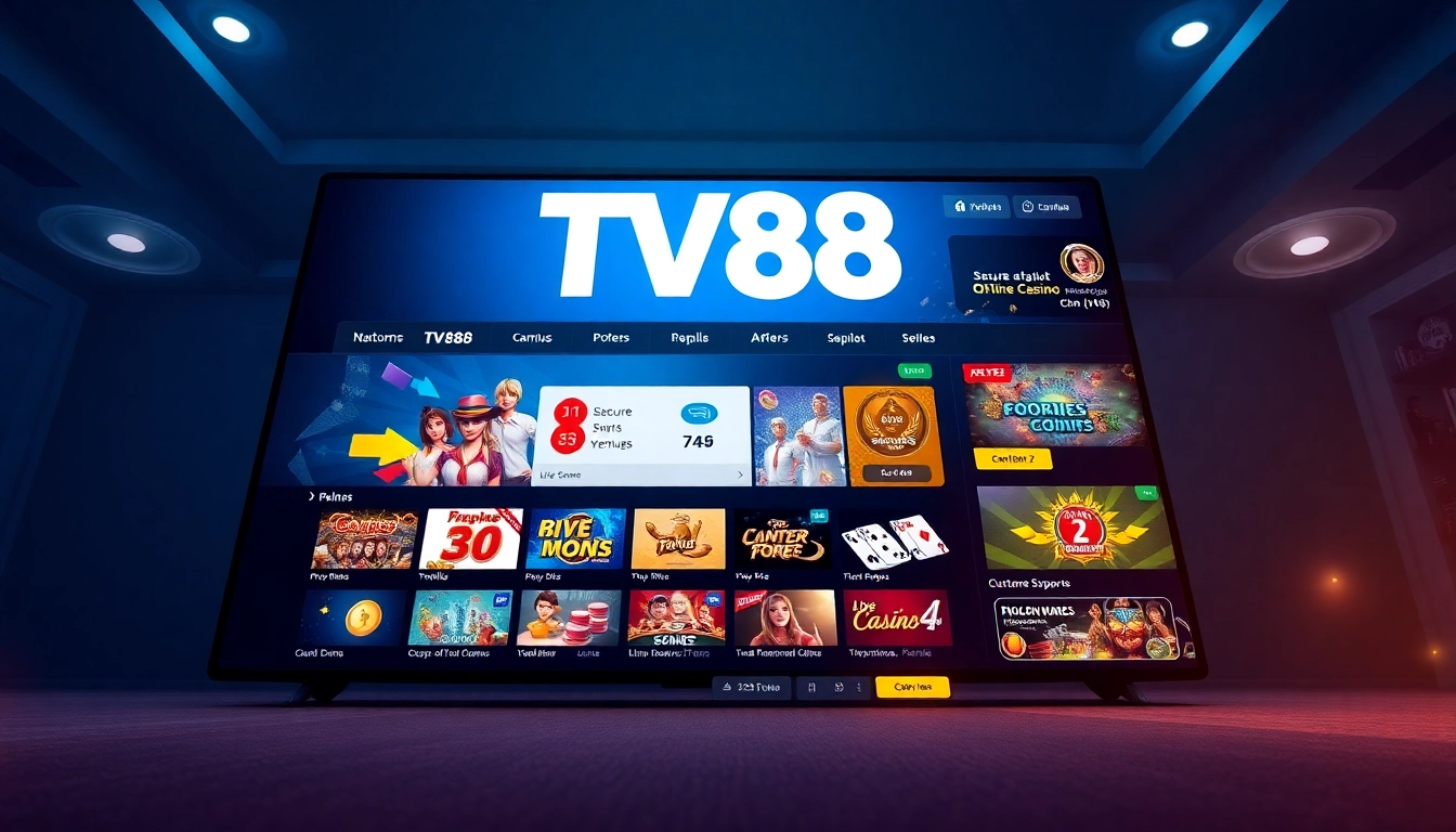 TV88 gaming platform interface showcasing vibrant games and secure payment options for an engaging user experience.