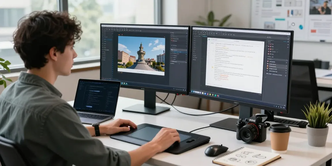 Young professional using Snipaste下载 for efficient screenshot annotation in a modern tech workspace