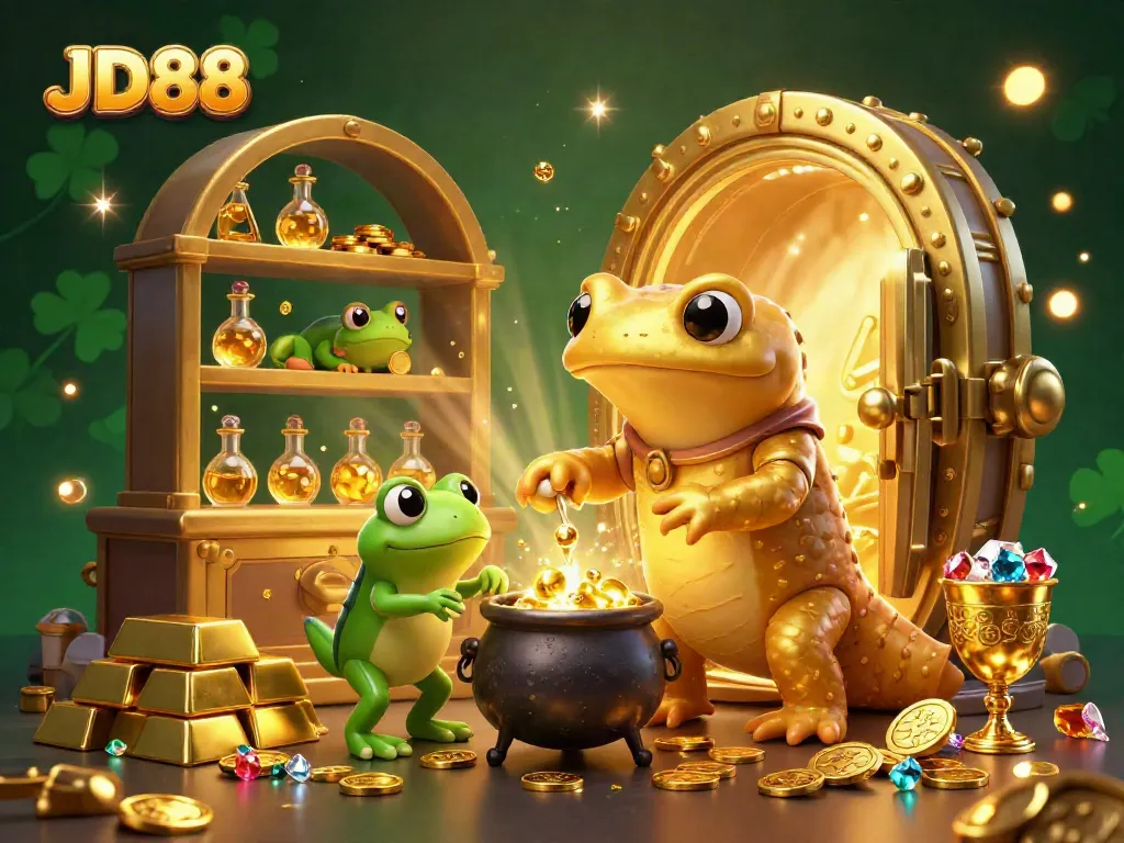 Experience the thrill of JD88 with dynamic 3D gaming elements and enchanting gold visuals.