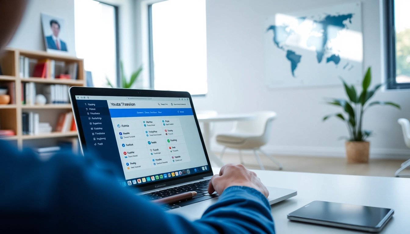 Youdao Translation tool enhances language communication in a modern workspace.