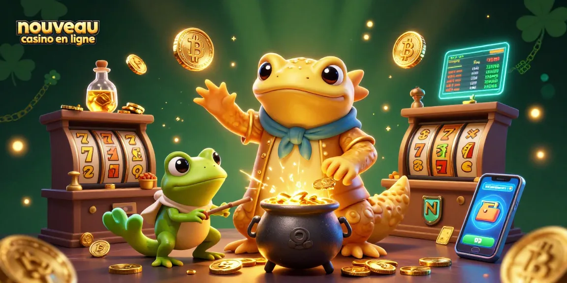 Visuel captivant d'un nouveau casino en ligne avec un alchimiste et des pièces d'or, révélant des fonctionnalités de jeu.
