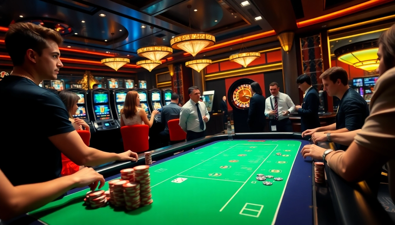 KJC offers an exciting casino experience with professional dealers at a vibrant gaming table.
