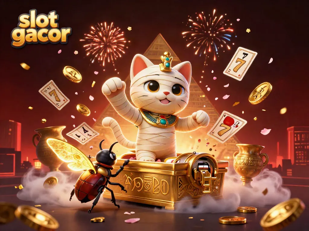 Slot gacor: Kucing mummy dan kumbang scarab membawa keberuntungan di tengah elemen kasino yang mendebarkan.