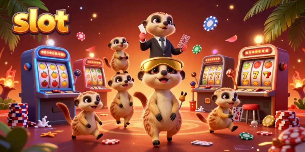 Berhasil meraih jackpot dengan simbol slot dalam suasana yang meriah dan penuh warna.