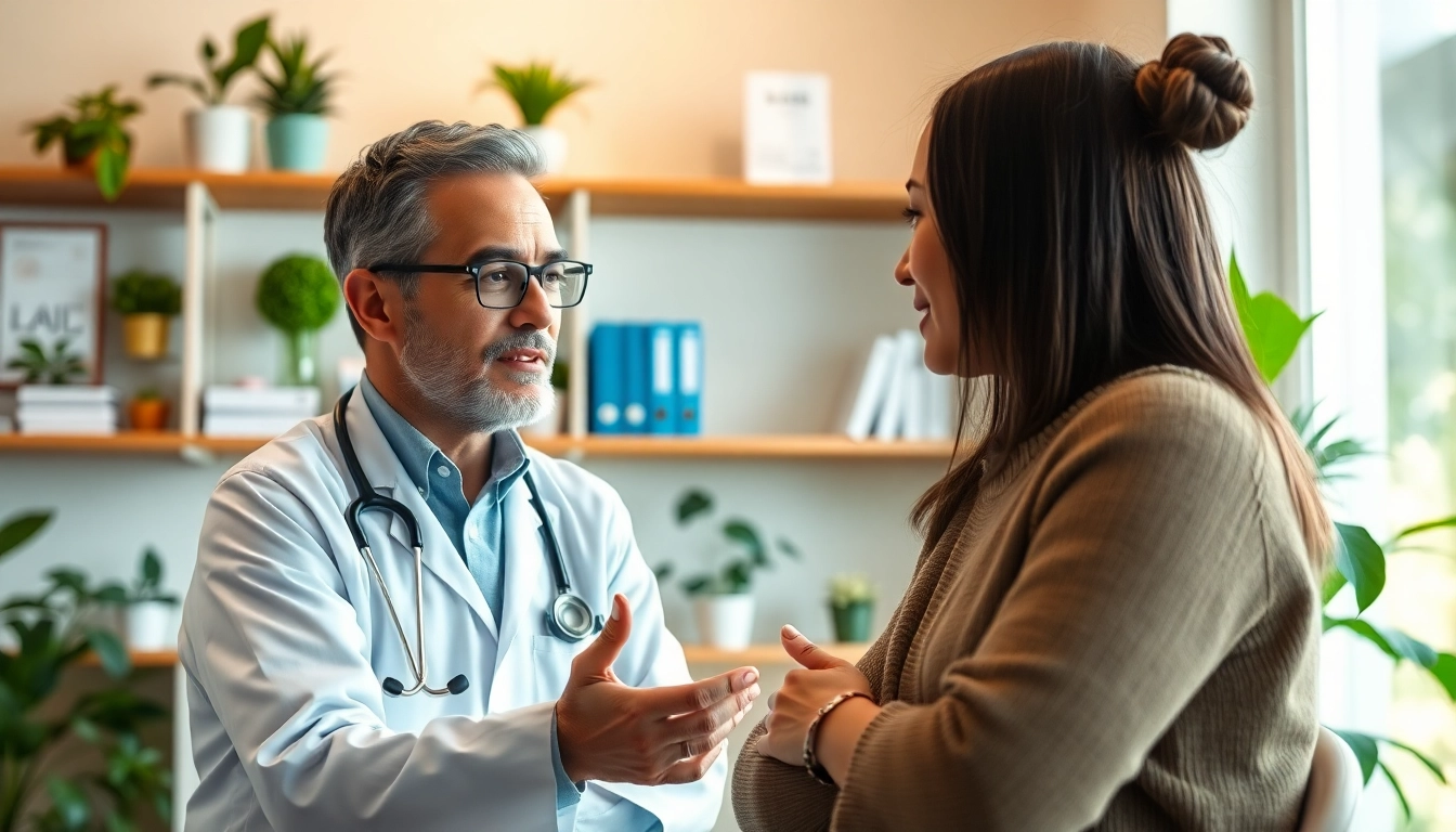 Consultation for medical marijuana card online with a doctor in a welcoming clinic.