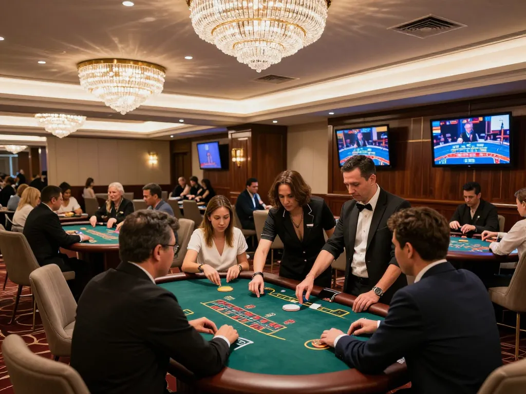 Players engaging in high-stakes gaming at lc88 live casino, showcasing the vibrant atmosphere and luxurious decor.