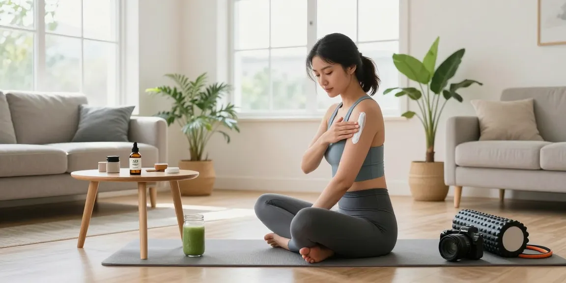 MinistryOfCannabis high-quality CBD oil and cream used in natural wellness recovery setting by an athletic woman.