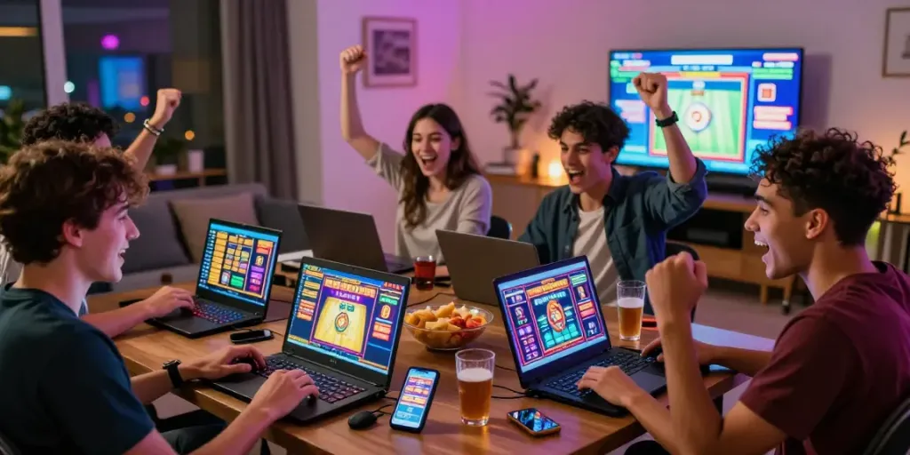 Link slot gacor menunjukkan pemain bersemangat merayakan kemenangan jackpot game online.