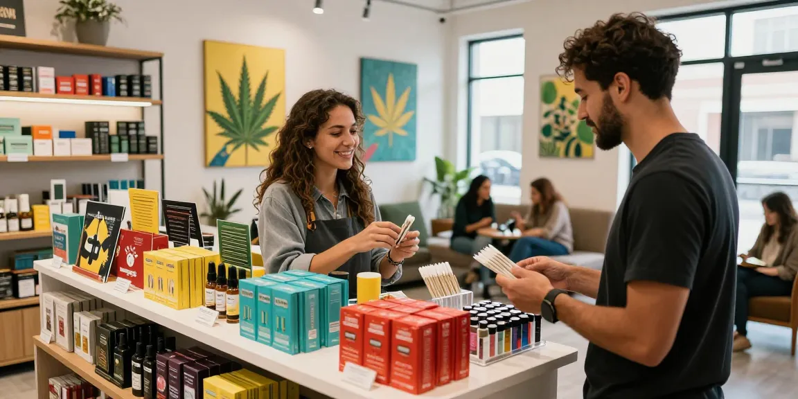 Buy Marijuana Online Europe with vibrant cannabis products in a modern dispensary.