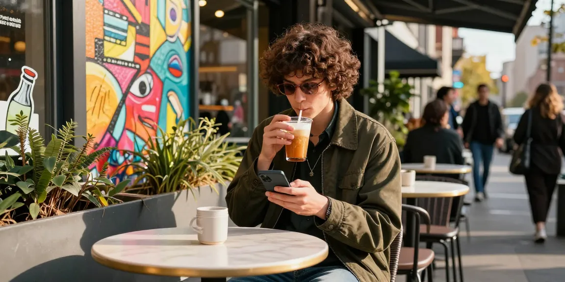 A person enjoying the vibrant atmosphere of a city café, showcasing the latest rokok88 super fashion trends in a stylish urban setting.