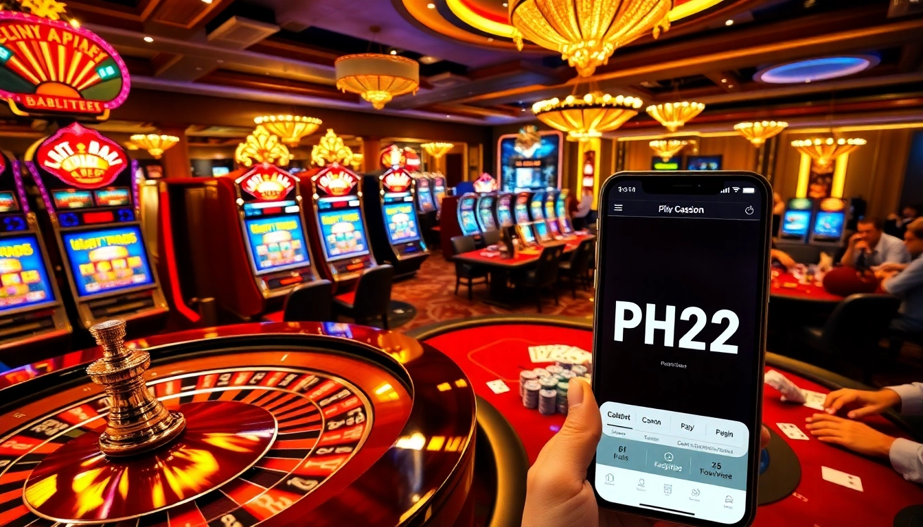 Experience thrilling gameplay at PH22 casino with vibrant slots and excited players.
