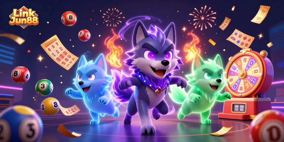 Boost your winnings with Link Jun88 in this vibrant online gambling illustration.