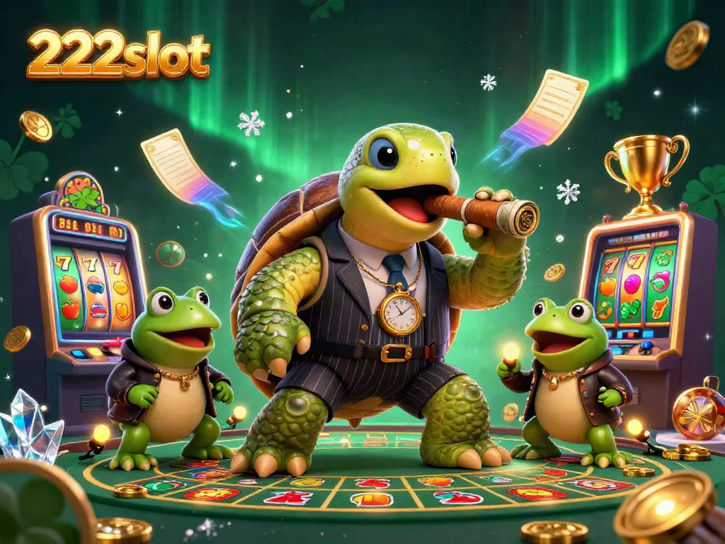Melihat aksi slot langsung di 222slot dengan karakter kartun unik di kasino.