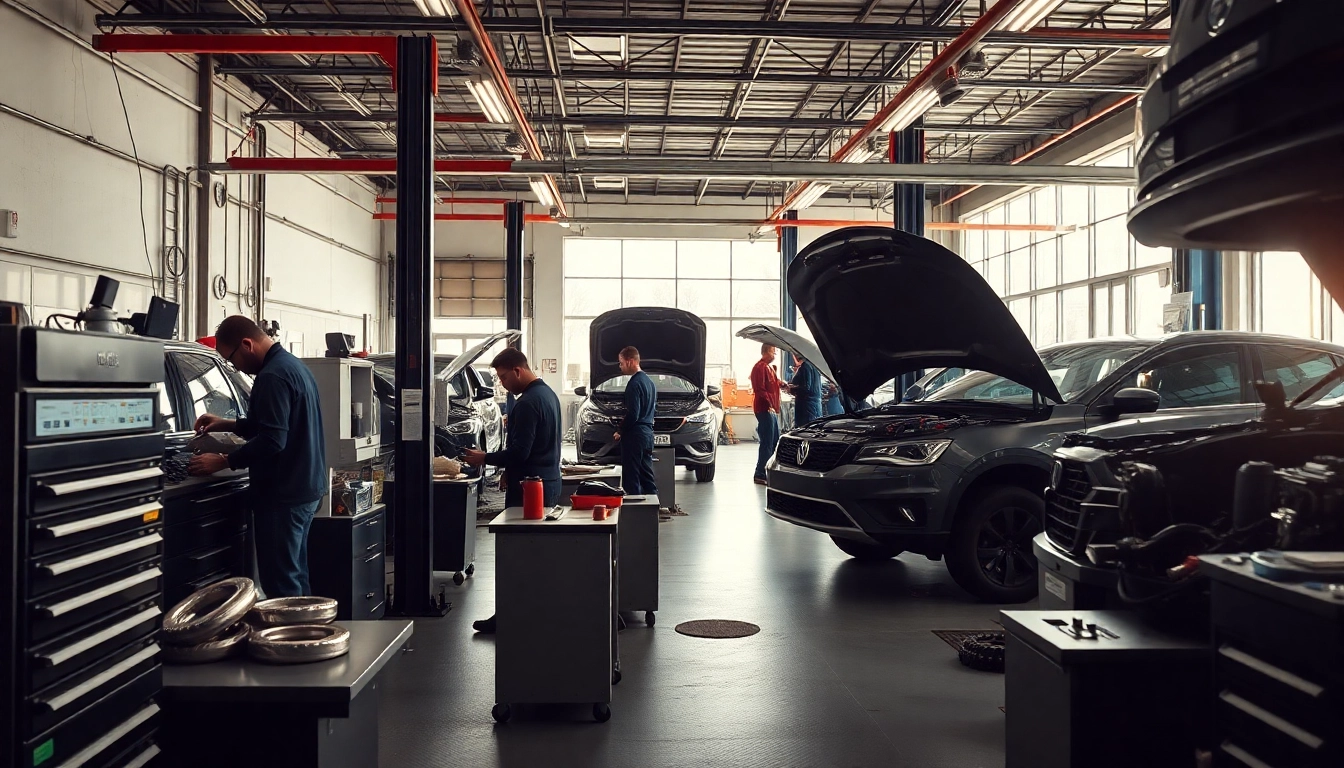 Auto Repair near me: Skilled technicians at a clean auto repair shop focused on quality and safety.