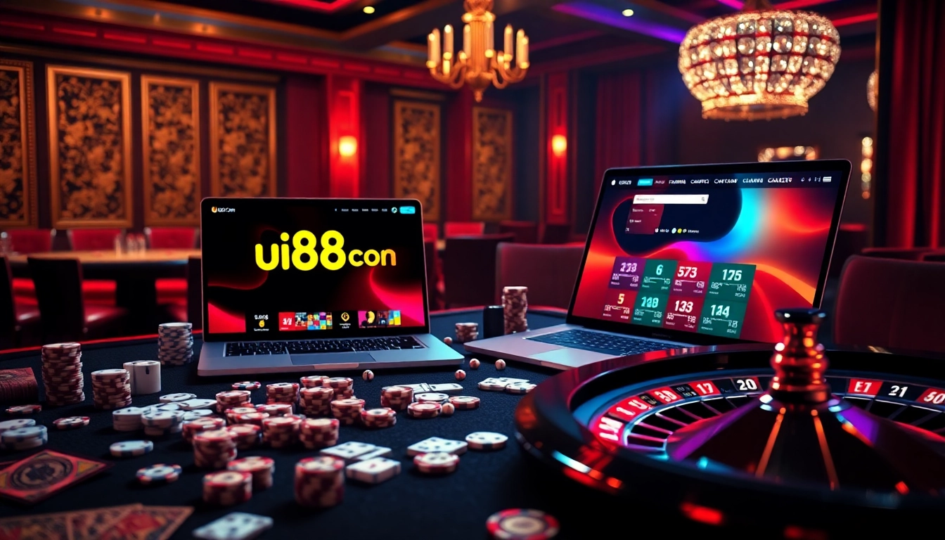 Experience the thrill of uu88 con with a luxurious casino setting and engaging gambling elements.