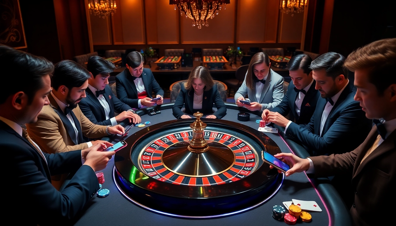 Engaging players at the C168 roulette wheel in an upscale casino environment with high-stakes action.