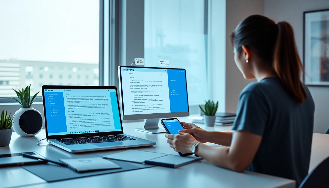 HelloWorld software interface displayed on devices, showcasing multilingual translation capabilities.